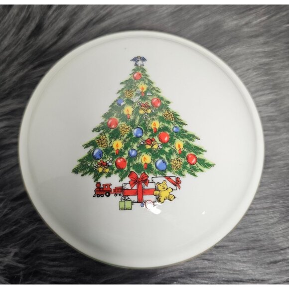 Jamestown China Christmas Treasure Ceramic Trinket Box Candy/Sugar Dish Japan - Picture 1 of 6